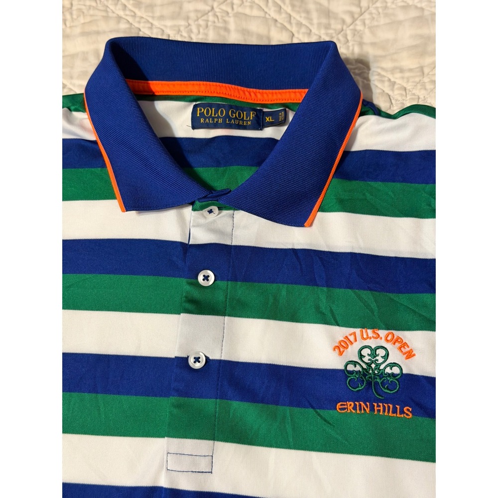 Polo Golf Ralph Lauren Polo Shirt Mens XL Blue Green 2017 US Open Erin Hills
